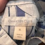 Charter Club  Button Up Shirt Linen Cotton White Sailboats Nautical Size XL Photo 9