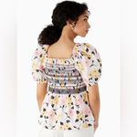 Kate Spade Lily Blooms Floral Puff Sleeve Smocked Top XS Cotton Photo 2