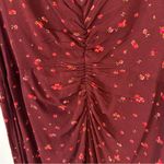 Old Navy Burgundy Puff-Sleeve V-Neck Midi Dress NWT NEW Large Burgundy Floral Photo 4