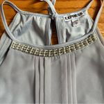 EXPRESS Light Blue Halter Neck Pearl Rhinestone neckline blouse Top XSmall EUC Photo 1