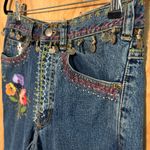 DKNY Vintage High Waist Embroidered Hippie 100% Cotton Jeans Sz 2 Photo 2