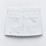 ZARA RIPPED TRF DENIM Jean MINI SKIRT White Size S NEW Photo 10