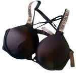 Victoria's Secret SWIM Bombshell Bra Shine Strap Push Up 34C Satin Black NWTS Photo 4