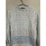 Eddie Bauer Vintage Sweater 1990's Style White Blue Snowflakes Knit Pullover Photo 3