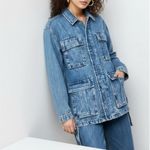 FAVORITE DAUGHTER Carly Cargo Denim Jacket, Highway, XL Blue Photo 4