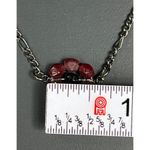 Vintage SKU 052 Silver Chain Necklace With Red Beaded Floral Accents Photo 5