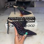 Alexandre Birman  Black Velvet Rainbow Crystal Bow Mule Heels Womens 39 New NWT Photo 3