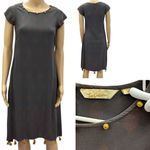Fusion Viscose Gray with Gold Tassels and Beads Short Cap Sleeve Dress Sz Small Photo 1