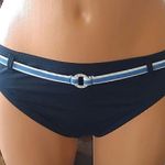 Nautica NWOT NEW  Dark Blue Turquoise White Belted Belt Swimwear Bikini BOTTOM 14 Photo 1