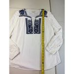 Saint Tropez West  Embroidered Blouse Top White Blue Long Sleeve Boho Medium Photo 4