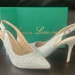 Lauren Lorraine Rachel Silver Shimmer Pointed Toe Embellished Slingback Pumps Photo 0