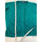 Vintage Floral Embroidered Teal Cardigan Sweater EUC Sz M Button Down Knitted Size M Photo 8