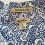 LL Bean Blue Paisley Wrinkle Free Pinpoint Oxford Long Sleeve Button Shirt LARGE Photo 10