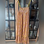 Free People  Molly Jo Midi Dress Garden floral ruffle sleeveless smock crochet Photo 6