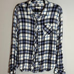 Beach Lunch Lounge white and blue plaid flannel shirt Photo 0