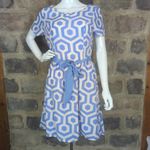 ANNABELLA Dress Geometric Shape Short Sleeve Woman's Size Large Blue White Photo 1
