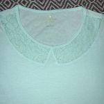 Kate Spade Mint Lace Collar Tee Shirt Size Small Green Floral Prep Short Sleeve Photo 4