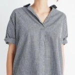 Madewell Gingham Split Back Button Up Short Sleeve Top Blouse Size Small Photo 0