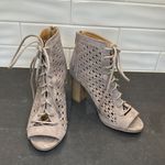 Qupid Taupe Lace up Heals Photo 4