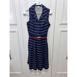 Talbots  Women's 10P Navy & White‎ Striped Sleeveless Dress w/ Red Belt Photo 1