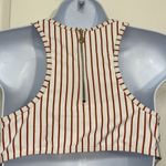 High Waisted Cutout Maroon White Racerback Zip Up Swimsuit Size Med NWT #2272 Red Photo 5