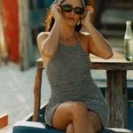 Hunza G Gingham Seersucker Halter Mini Dress Black Sz M Size M Photo 0