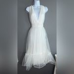 Lulus  Utmost Elegance White Swiss Dot Sleeveless Tiered‎ Midi Dress NWT Size M Photo 5