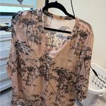 Pink and Black Sheer Blouse with Floral Print Size L Photo 3
