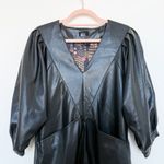 Mother Denim Faux Leather V Neck Dolman Sleeve Mini Dress in Black Size Large Photo 1
