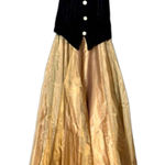 Vintage Black Velvet halter And Gold Metallic Formal Dress Large Made USA Photo 0