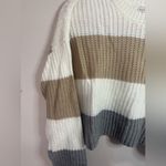 Sincerely Jules | Acrylic Cream, Brown, & Gray Striped Sweater | Size Small Photo 3