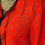 Libby Edelman Bumble Bee Blouse Red Black Medium Long Bell Sleeve Photo 7