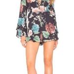 Bardot Revolve Black Floral Ruffle Sleeve Romper Lace Up 4 Photo 2