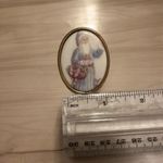 Father Christmas Pin Ceramic Vintage Gorgeous Blue Suit Design High Quality Photo 2
