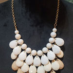 Womens Statement Layered Teardrop Bib Necklace With Gold Chain And Lobster Clasp White Photo 0