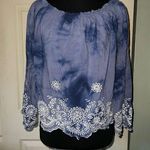 Romeo + Juliet Couture Tie Dye, Embroidered, off the shoulder top, blue, , small Photo 0