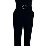 Lovers + Friends Black Camilla Jumpsuit Small Textured Stripe Heart Belt $188 Photo 1