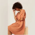 Louna Rust Orange Tiered Cotton Mini Dress MEDIUM Photo 5