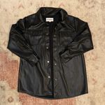 Steve Madden  Black Leather Shacket Shirt Jacket Top Photo 2
