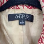 Kasper Blazer Red Cream Jacquard Floral Print Cinched Waist Womens Size 8 Photo 4
