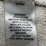 BP Pointelle Polo Cropped Sweater Floral Eyelet Striped Trim Cotton Cream Blue S Photo 3