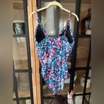 Stella Parker one piece swimsuit ruched print lilly pulitzer navy seashell vneck Pink Size L Photo 1