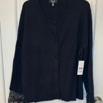 Rafaella Ella  Black‎ Sweater Cardigan with Lace Sleeve Cuff size 2X NWT Photo 0