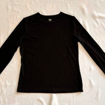 a.n.a NWOT  Womens Medium Top Black Ribbed Lettuce Hem Long Sleeves Winter Photo 0