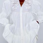 ZARA White Embroidered Long Sleeved Loose Blouse S Photo 0