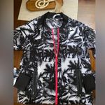 Fabletics  Palm Tree Diana Bomber Athletic Jacket Black White Light Weight Small Photo 0