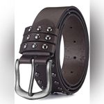 Dark Brown Studded Belt Black Photo 4