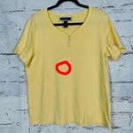 Karen Scott Women's Size XL Butter Yellow Henley Soft Cotton 3/4 Sleeve T Shirt Photo 2