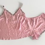 Victoria's Secret  Modal Lace Sexy Trim Cami Set M Pink Zinc Shimmer Christmas Photo 0