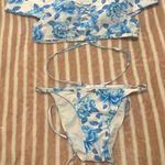 Blue & White Floral Bikini Set Size L Photo 0